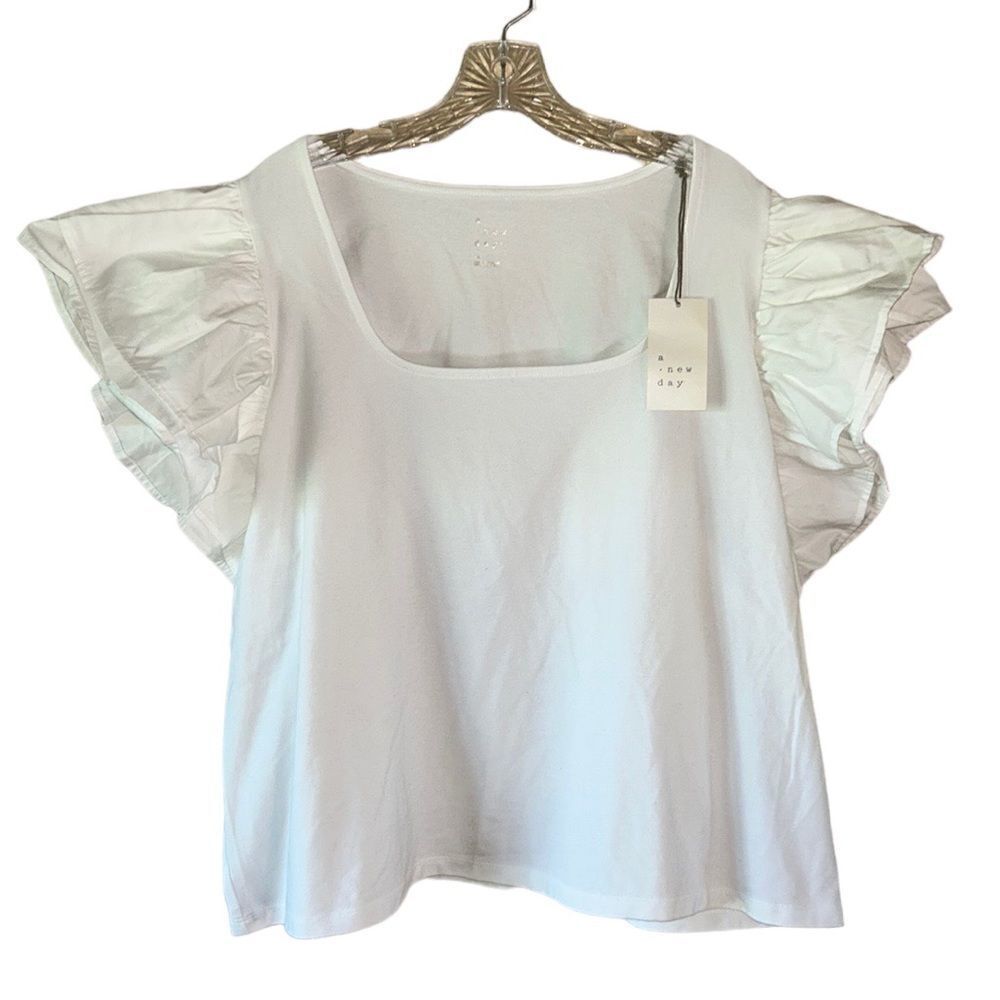 NEW A New Day White Ruffle Sleeve Shirt